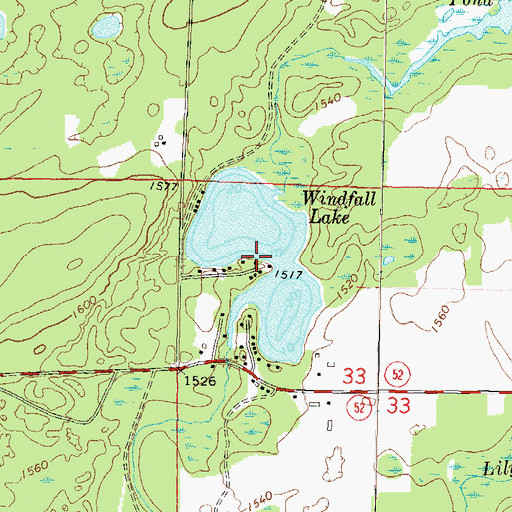 Topographic Map of Windfall Lake, WI