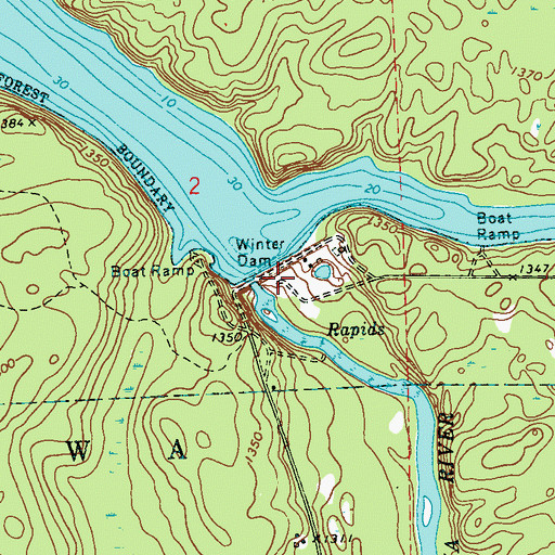 Topographic Map of Winter Dam, WI