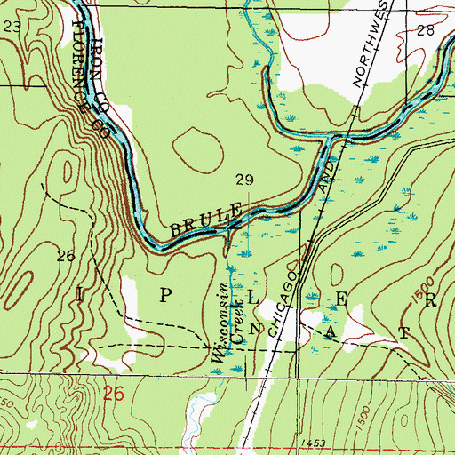 Topographic Map of Wisconsin Creek, WI