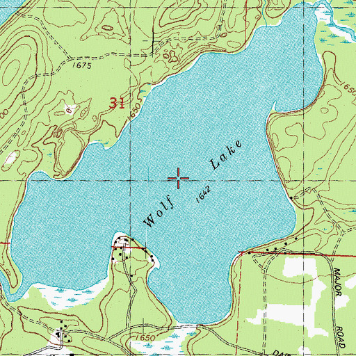 Topographic Map of Wolf Lake, WI