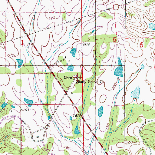 Topographic Map of Shady Grove Baptist Church, AL