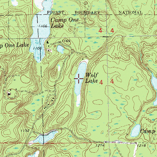 Topographic Map of Wolf Lake, WI