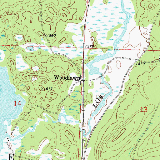 Topographic Map of Woodlawn, WI