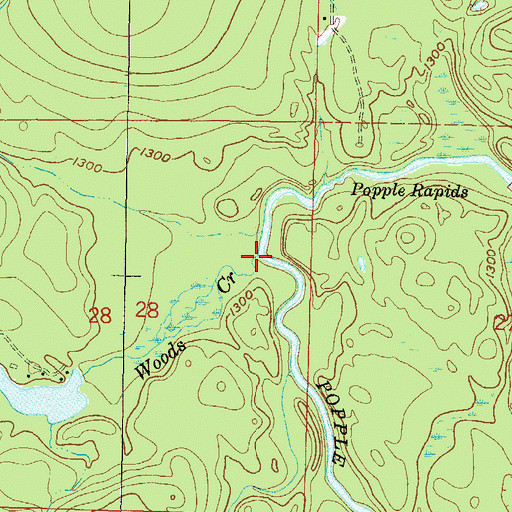 Topographic Map of Woods Creek, WI