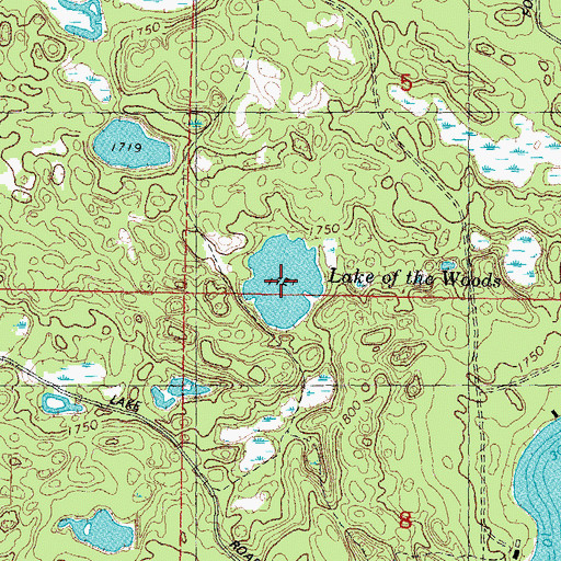 Topographic Map of Lake of the Woods, WI