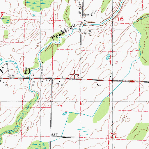 Topographic Map of Woulf School (historical), WI