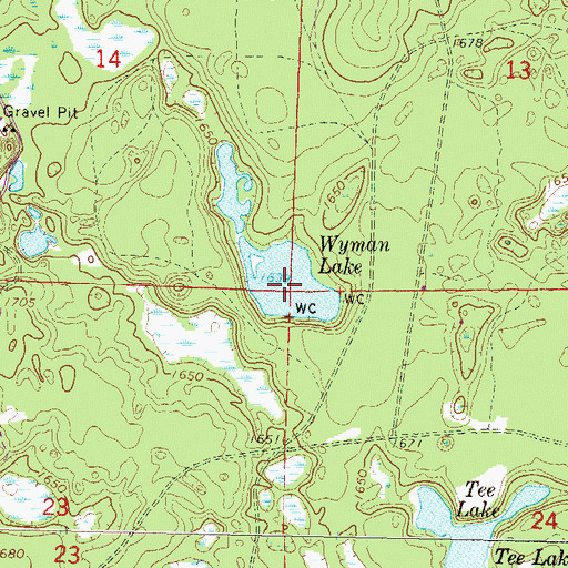 Topographic Map of Wyman Lake, WI