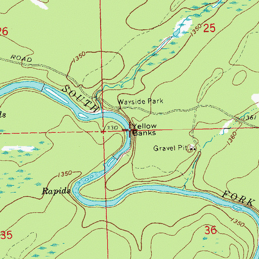 Topographic Map of Yellow Banks, WI