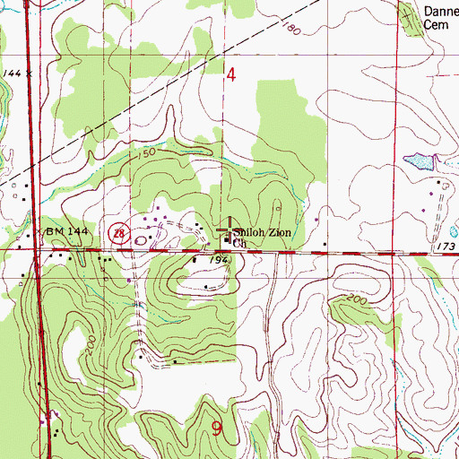 Topographic Map of Shiloh Zion Baptist Church, AL