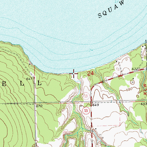 Topographic Map of Squaw Creek, WI