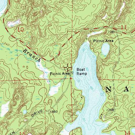 Topographic Map of Lake Owen Picnic Area, WI