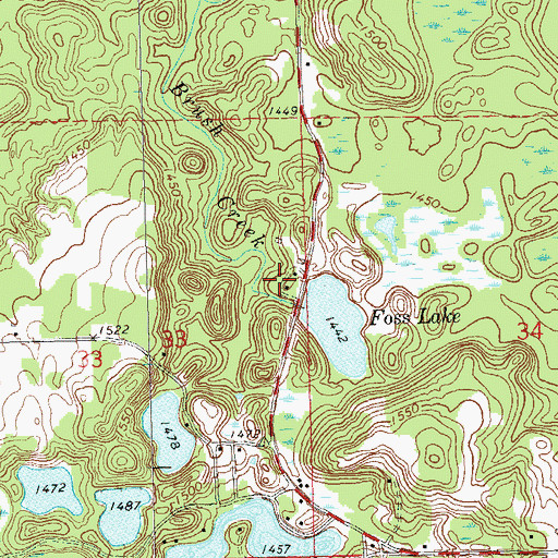 Topographic Map of Foss Lake Forest Service Station, WI