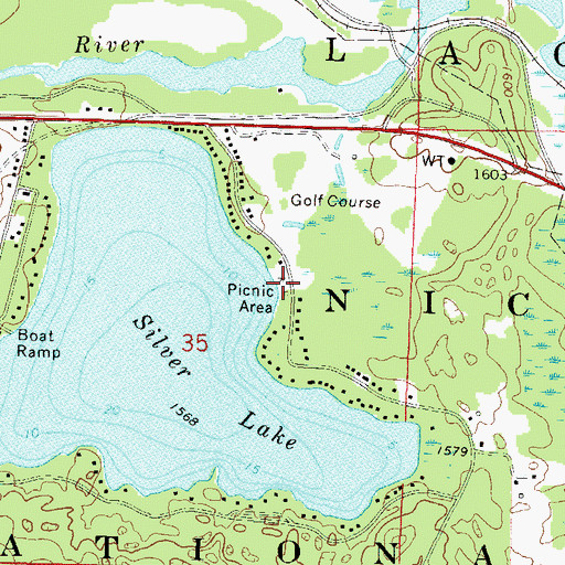 Topographic Map of Town of Laona Beach and Public Picnic Area, WI