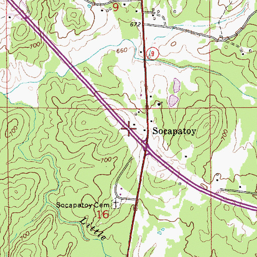 Topographic Map of Socapatoy, AL