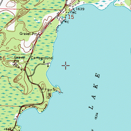 Topographic Map of Pine Lake Campground, WI