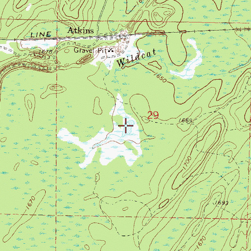 Topographic Map of Wildcat Creek Impoundment, WI