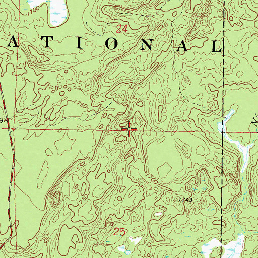 Topographic Map of Anvil Lake Trail System, WI