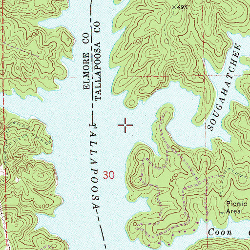 Topographic Map of Sougahatchee Creek, AL