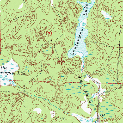 Topographic Map of Lauterman Lake Walk-In Campground, WI