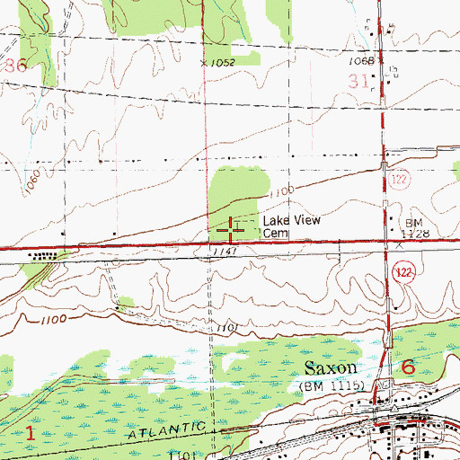 Topographic Map of Lake View Cemetery, WI