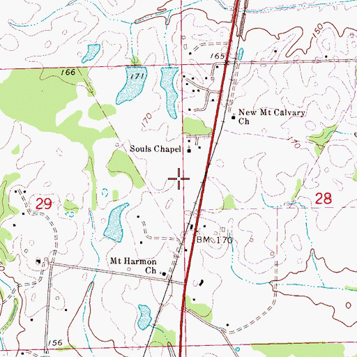 Topographic Map of Souls Chapel Methodist Church, AL