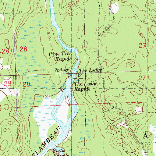Topographic Map of The Ledge Rapids, WI