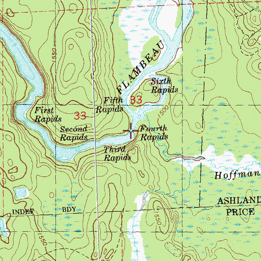 Topographic Map of Fourth Rapids, WI