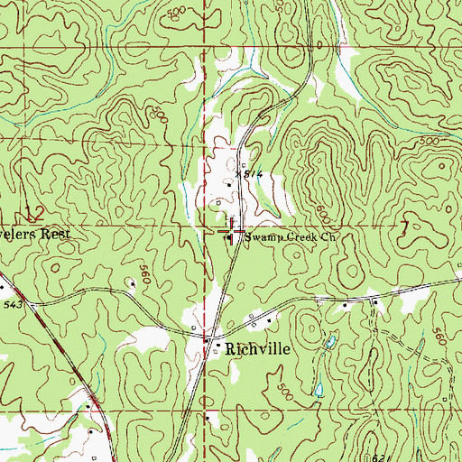Topographic Map of Swamp Creek Primitive Baptist Church, AL