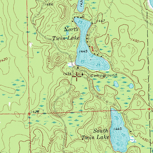 Topographic Map of North Twin Lake Campground, WI