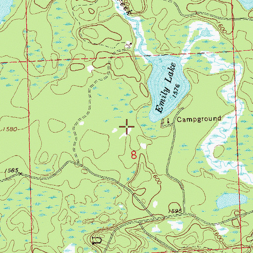 Topographic Map of Emily Lake Campground, WI