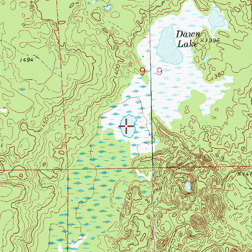 Topographic Map of Dawn Lake, WI