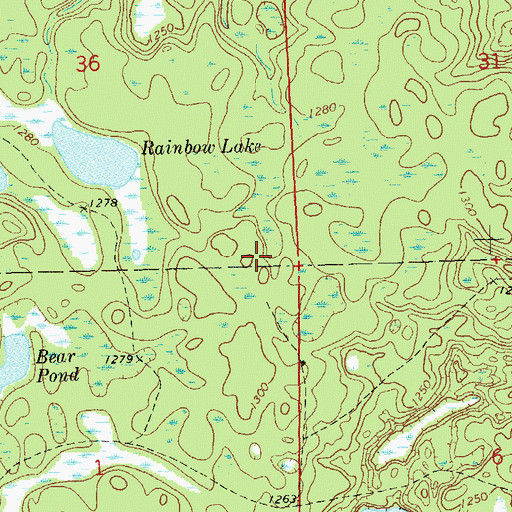 Topographic Map of Rainbow Lake Wilderness, WI