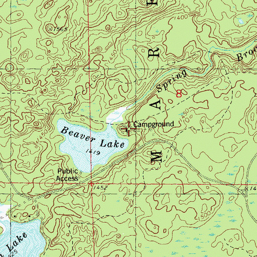 Topographic Map of Beaver Lake Recreation, WI