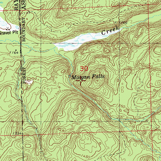 Topographic Map of Morgan Falls and Saint Peters Dome Point of Interest, WI