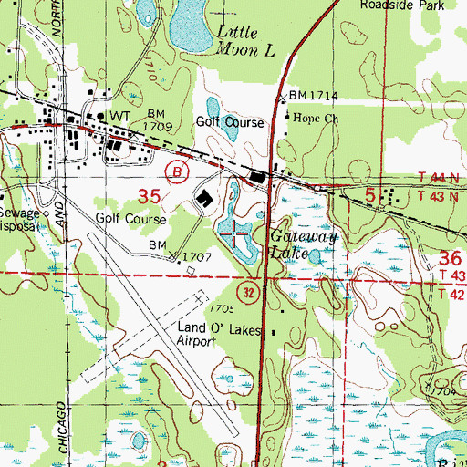 Topographic Map of Gateway Lake, WI