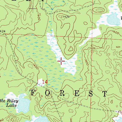 Topographic Map of Whisker Lake Wilderness, WI
