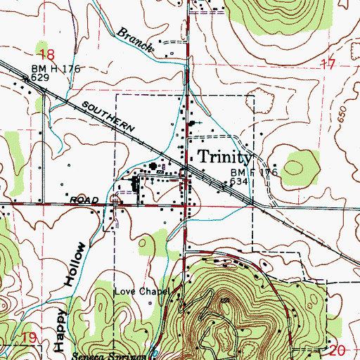 Topographic Map of Trinity, AL