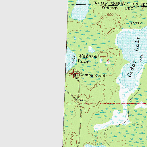 Topographic Map of Wabasso Lake Campground, WI