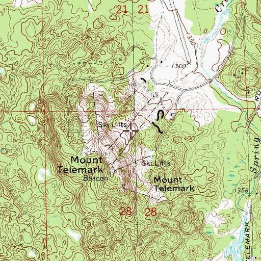 Topographic Map of Mount Telemark Winter Sports Area, WI
