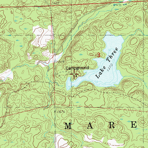 Topographic Map of Lake Three Recreation Site, WI