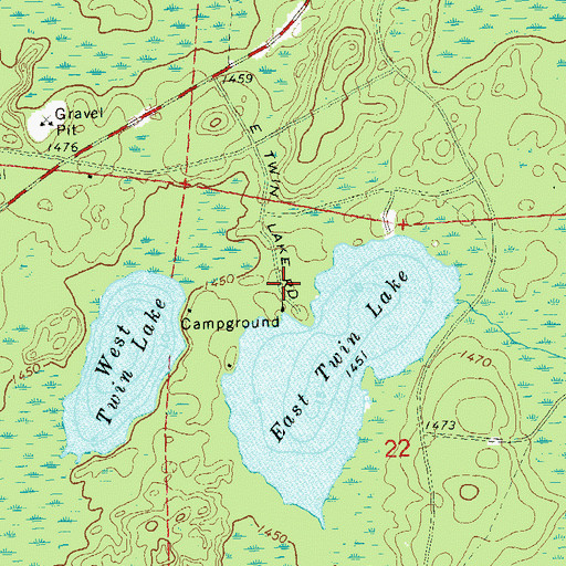 Topographic Map of East Twin Lake Campground, WI