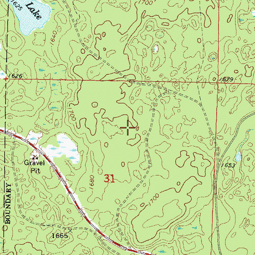Topographic Map of Eds Lake Trail System, WI