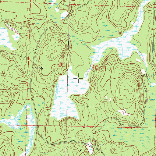 Topographic Map of Alvin Creek Impoundment, WI