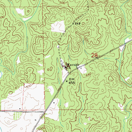 Topographic Map of Wayside Baptist Church, AL