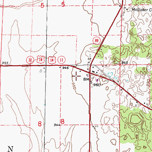 Topographic Map of Ames Private Airport, WI