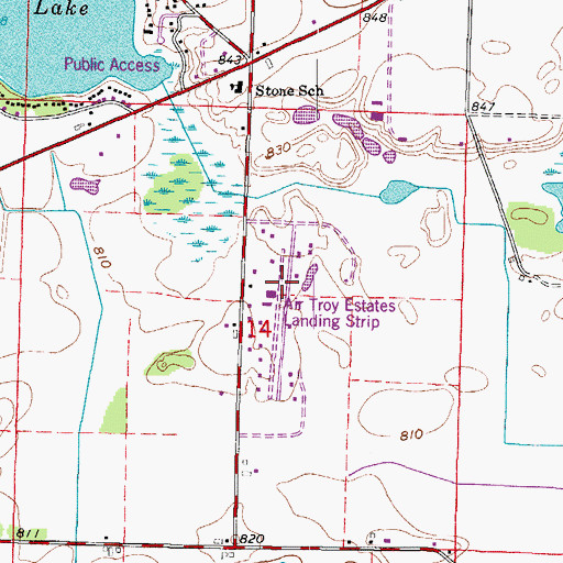 Topographic Map of Air Troy Estates - Restricted Airport, WI
