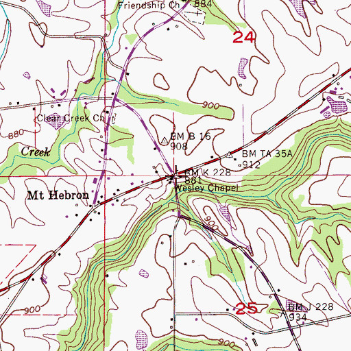 Topographic Map of Wesley Chapel, AL