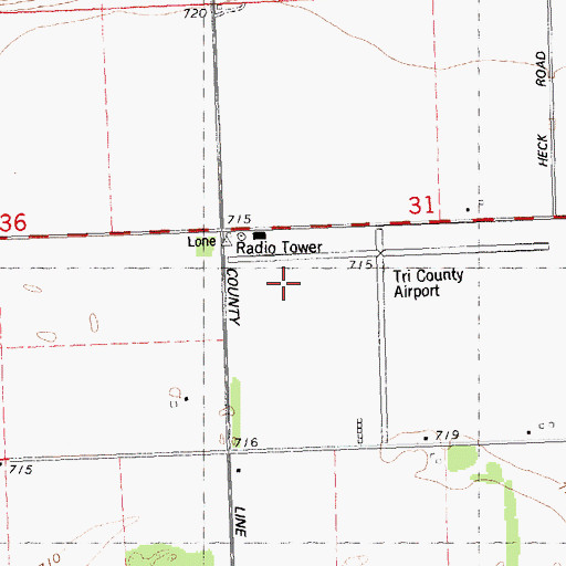Topographic Map of Tri-County Regional Airport, WI