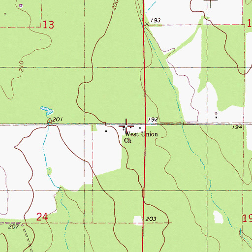 Topographic Map of West Union Baptist Church, AL