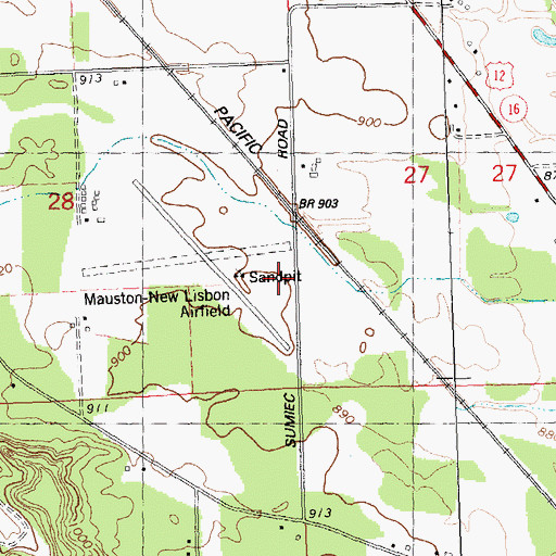Topographic Map of Mauston-New Lisbon Union Airport, WI